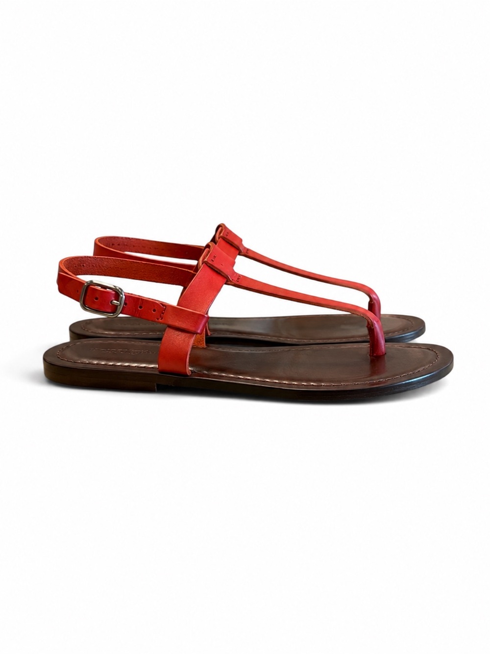 Garnet Hill Red Leather T-Bar Sandals - Picture 4 of 6